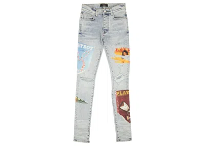 Pre-owned Amiri Men's  Denim Playboy Magazine Skinny Jeans In Blue