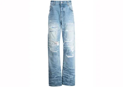 Pre-owned Amiri Men's  Destroyed Straight Fit Jeans In Blue