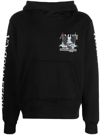 Pre-owned Amiri Men's  Eagle Hollywood Hoodie In Black