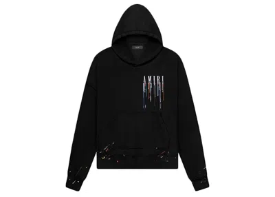 Pre-owned Amiri Men's  Embroidered Paint Drip Core Logo Hoodie In Black