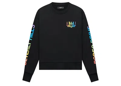 Pre-owned Amiri Men's  Exclusive Beverly Hills Crewneck Sweatshirt In Black/rainbow