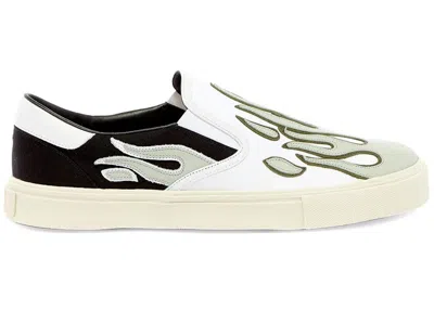 Pre-owned Amiri Men's  Flame Slip Onsneakers In Pale Lime/black/white