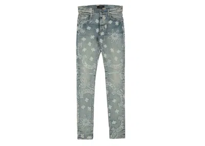 Pre-owned Amiri Men's  Flocked Paisley Bandana Jean In Clay Indigo