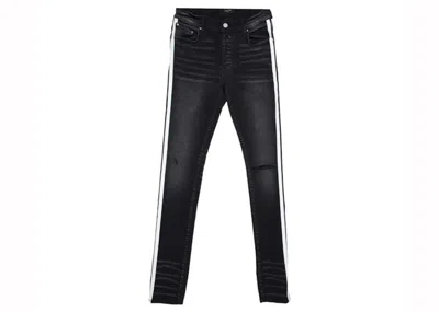 Pre-owned Amiri Men's  Flocked Track Jeans In Black/white In Multi