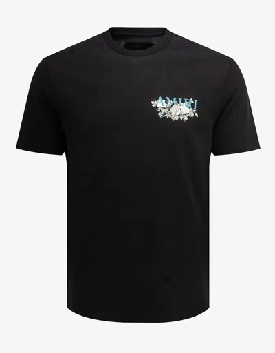 Pre-owned Amiri Men's  Floral Logo Tee Shirt Tee Shirt In Black