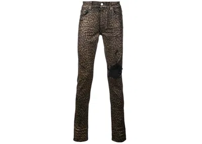 Pre-owned Amiri Men's  Foil Broken Leopard Jean In Brown