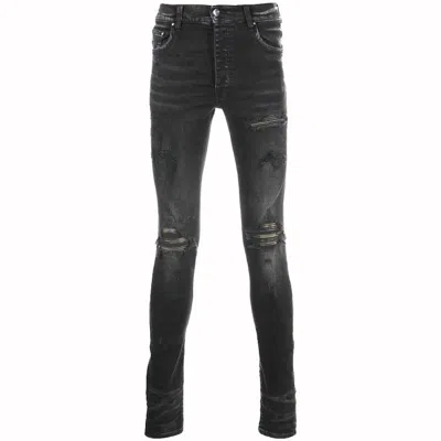 Pre-owned Amiri Men's  Leather Camo Mx1 Jeans In Aged Black