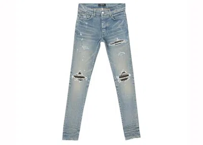 Pre-owned Amiri Men's  Leather Patch Mx1 Jeans In Honeycomb/indigo