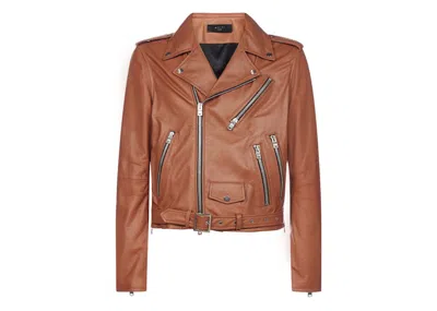 Pre-owned Amiri Men's  Lightweight Leather Biker Jacket In Roasted Red