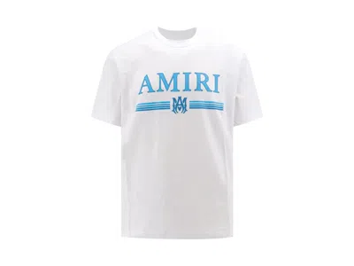 Pre-owned Amiri Men's  Logo Printed Crewneck Sweatshirt T-shirt In White/blue