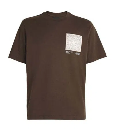 Pre-owned Amiri Men's  Ma Bandana Silk Applique Tee Shirt In Brown
