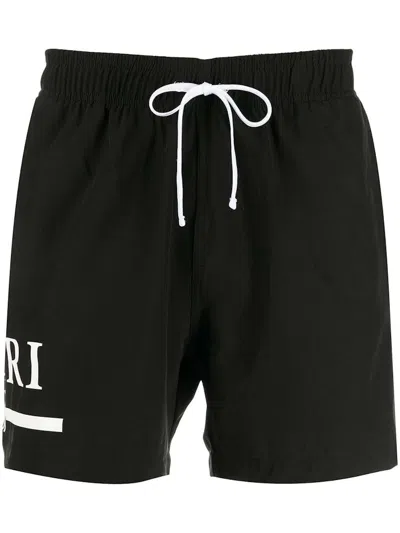 Pre-owned Amiri Men's  M.a. Bar Drawstring Swim Trunks In Black