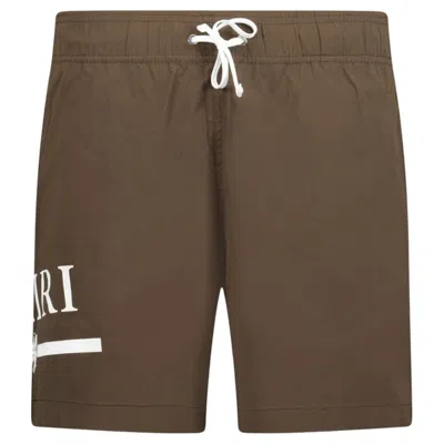 Pre-owned Amiri Men's  Ma Bar Logo Swim Shorts In Brown