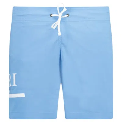 Pre-owned Amiri Men's  Ma Bar Logo Swim Shorts In Carolina Blue