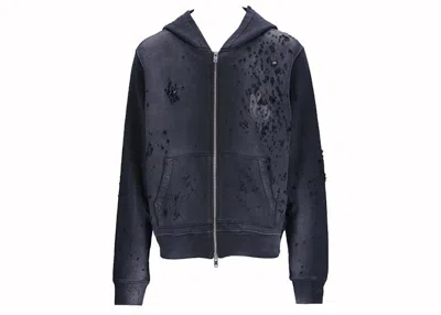 Pre-owned Amiri Men's  Ma Logo Shotgun Zip Hoodie In Faded Black