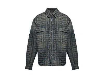 Pre-owned Amiri Men's  Ma Quad Jacquard Overshirt In Midnight Indigo In Purple