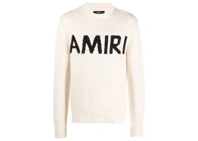Pre-owned Amiri Men's  Monogram Intarsia Crewneck Sweatshirt Sweater In Cream