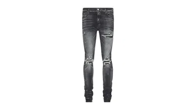 Pre-owned Amiri Men's  Mx1 Leather Storm Jeans In Grey In Gray