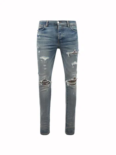 Pre-owned Amiri Men's  Mx1 Neon Plaid Jeans In Clay Indigo In Blue