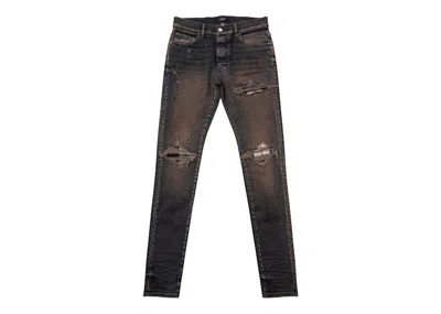 Pre-owned Amiri Men's  Mx1 Plaid Distressed Skinny Fit Jeans In Dark Indigo