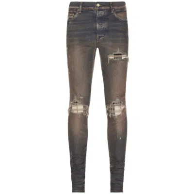 Pre-owned Amiri Men's  Mx1 Plaid Jeans In Dark Indigo