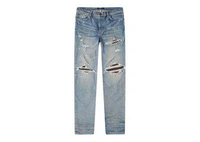 Pre-owned Amiri Men's  Mx1 Suede Skinny Jeans In Clay Indigo
