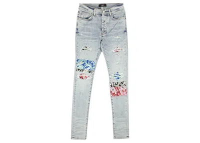 Pre-owned Amiri Men's  Pajama Art Patch Skinny Jeans In Blue