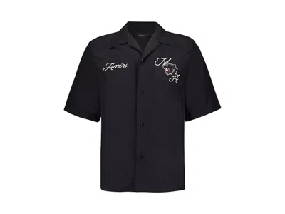 Pre-owned Amiri Men's  Panther Bowling Shirt In Black
