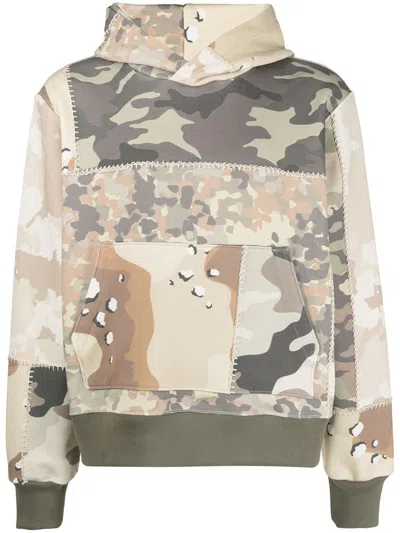 Pre-owned Amiri Men's  Patchwork Camoflage Terry Hoodie In Beige
