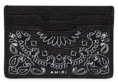 Pre-owned Amiri Men's  Pebbled Bandana Card Holder In Black