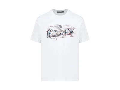 Pre-owned Amiri Men's  Pegasus Script Logo Tee Shirt In White