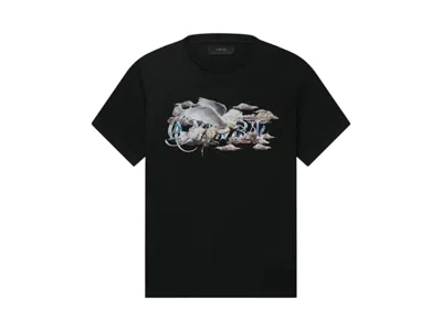 Pre-owned Amiri Men's  Pegasus Scriptprint T-shirt In Black
