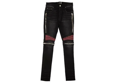 Pre-owned Amiri Men's  Pink Velvet Pj Mx2 Skinny Jeans In Black