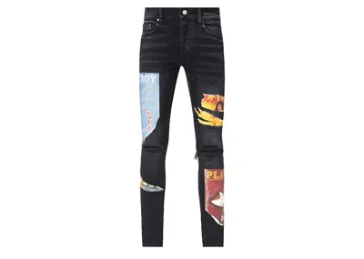Pre-owned Amiri Men's  Playboy Magazine Skinny Jean In Aged Black