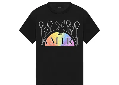 Pre-owned Amiri Men's  Playboy Rainbow Tee Shirt In Black