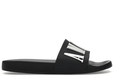 Pre-owned Amiri Men's  Pool Slide Debossed Logo Sneakers In Black/white In Multi