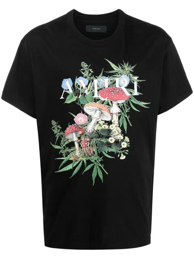 Pre-owned Amiri Men's  Psychedelic Mushroom Tee Shirt In Black