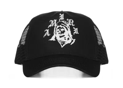 Pre-owned Amiri Men's  Reaper Trucker Hat In Black/white
