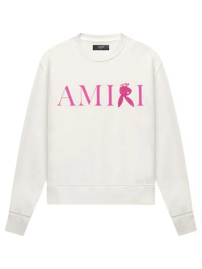 Pre-owned Amiri Men's  Reverse Bunny Crewneck Sweatshirt In Blanc/peacock