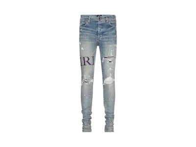 Pre-owned Amiri Men's  Serif Purple Logo Jean In Clay Indigo