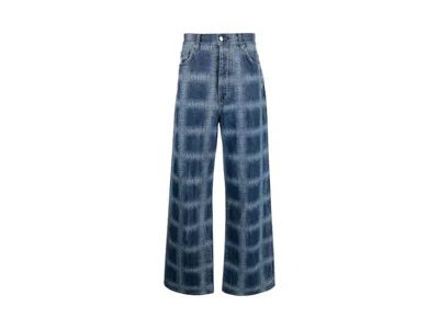 Pre-owned Amiri Men's  Shadow Plaid Baggy Jeans In Blue