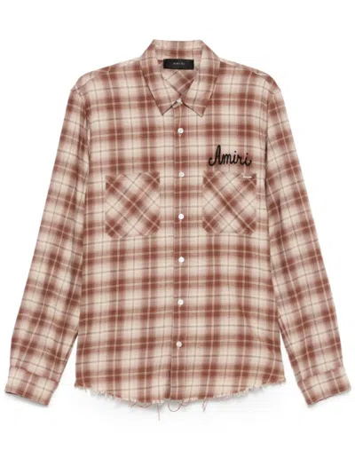 Pre-owned Amiri Men's  Shotgun Flannel Shirt In Chocolate
