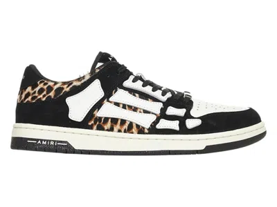 Pre-owned Amiri Men's  Skel Low Sneakers In Black Leopard