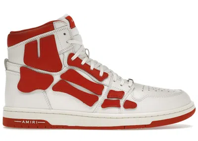 Pre-owned Amiri Men's  Skel Panelled High Top Sneakers In White/red