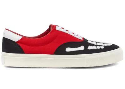Pre-owned Amiri Men's  Skel Toe Lace Up Sneakers In Black/ Red/ White