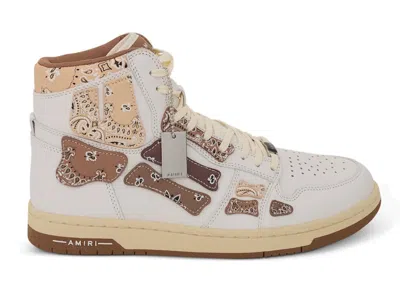 Pre-owned Amiri Men's  Skel Top Hi Bandana Sneakers In Brown/white