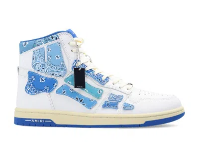 Pre-owned Amiri Men's  Skel Top Hi Bandana Sneakers In White Blue