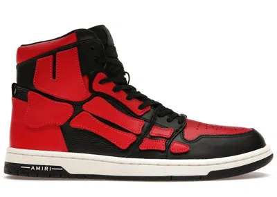 Pre-owned Amiri Men's  Skel Top Hi Sneakers In Black/red/white