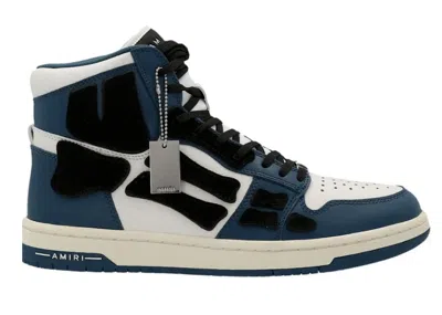 Pre-owned Amiri Men's  Skel Top Hi Sneakers In Navy Blue/white In Multi