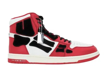 Pre-owned Amiri Men's  Skel Top Hi Sneakers In Red/white